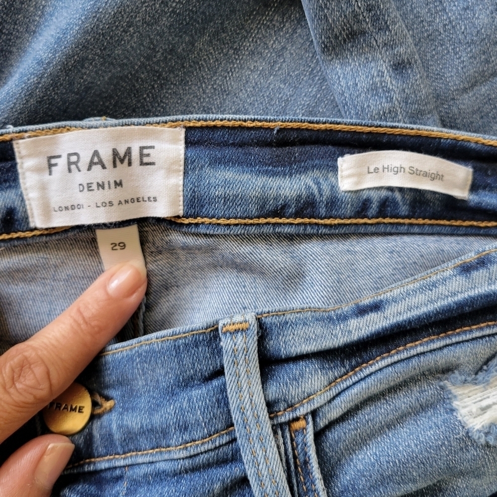 FRAME // le high straight medium blue super soft stretch denim roxton - Picture 10 of 16
